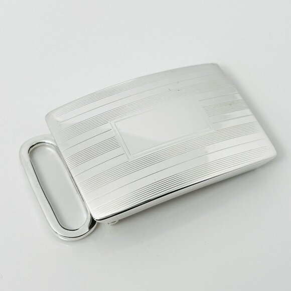 Tiffany & Co ID Belt Buckle Silver Engravable Machine Turned Mens Unisex - Picture 1 of 9